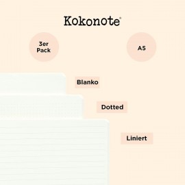 Kokonote Botanical Wild Flowers A5 Užrašų knygutė 3 vnt