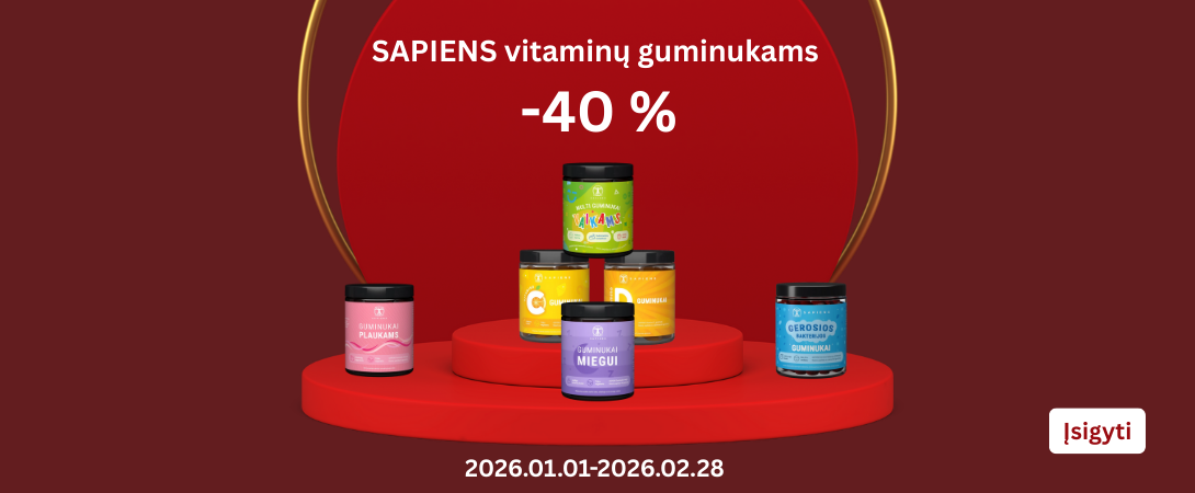„SAPIENS“ vitaminų guminukams -40% |01.01-02.28