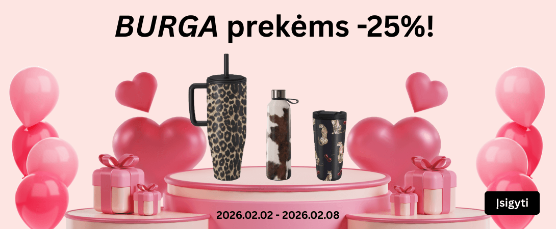 BURGA produkcijai -25% su nuolaidos kodu: BURGA