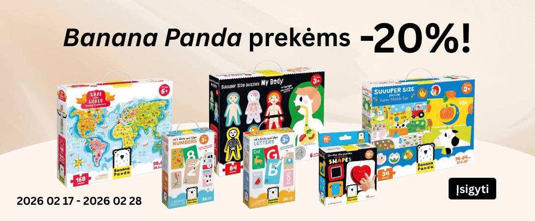 „BANANA PANDA“ lavinamosioms dėlionėms, žaidimams ir kitoms prekėms -20%!