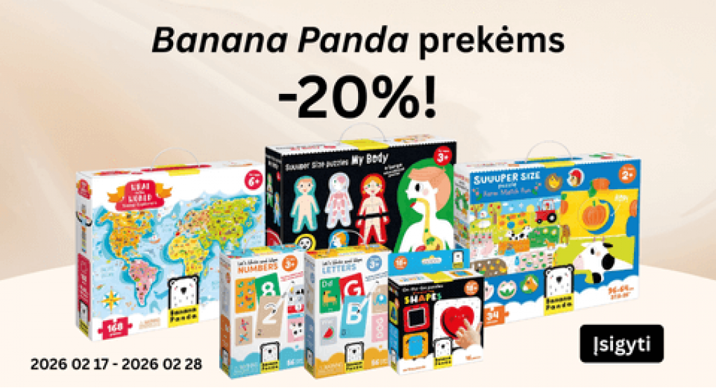 „BANANA PANDA“ lavinamosioms dėlionėms, žaidimams ir kitoms prekėms -20%!