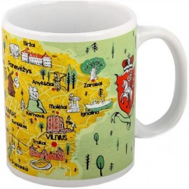 Puodelis keramikinis Lietuvos žemėlapis, 340 ml