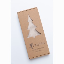 Dvigubos merino vilnos pirštinės su bumbulais (874) kalėdinėje dėžutėje