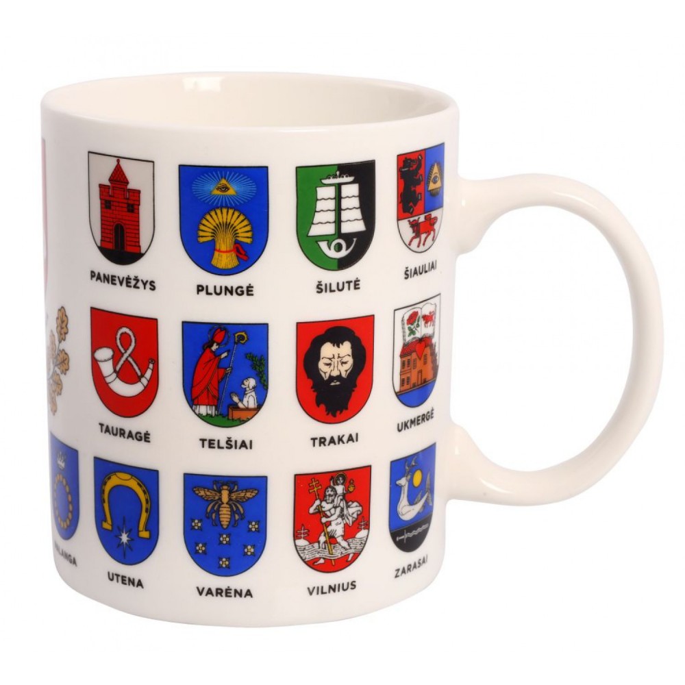 Puodelis porcelianinis Lietuvos miestų herbai 340 ml