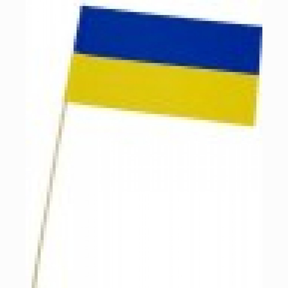 Ukrainos vėliavėlė 22,5 x 15cm dydžio, sintetinio audinio su koteliu iš plastiko, Ukrainos vėliavėlė 22,5 x 15cm dydžio, sintetinio audinio su koteliu iš plastiko,