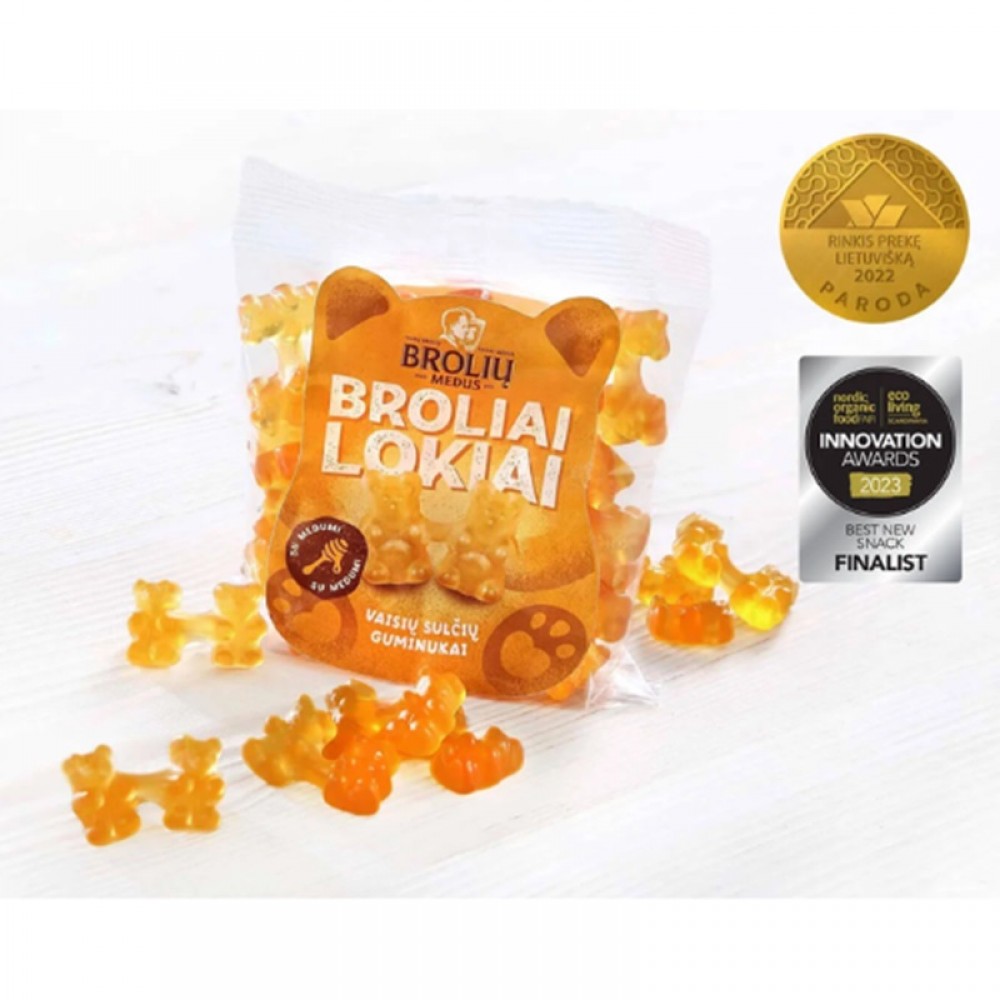 Vaisių sulčių guminukai „Broliai lokiai“, 100g Vaisių sulčių guminukai „Broliai lokiai“, 100g