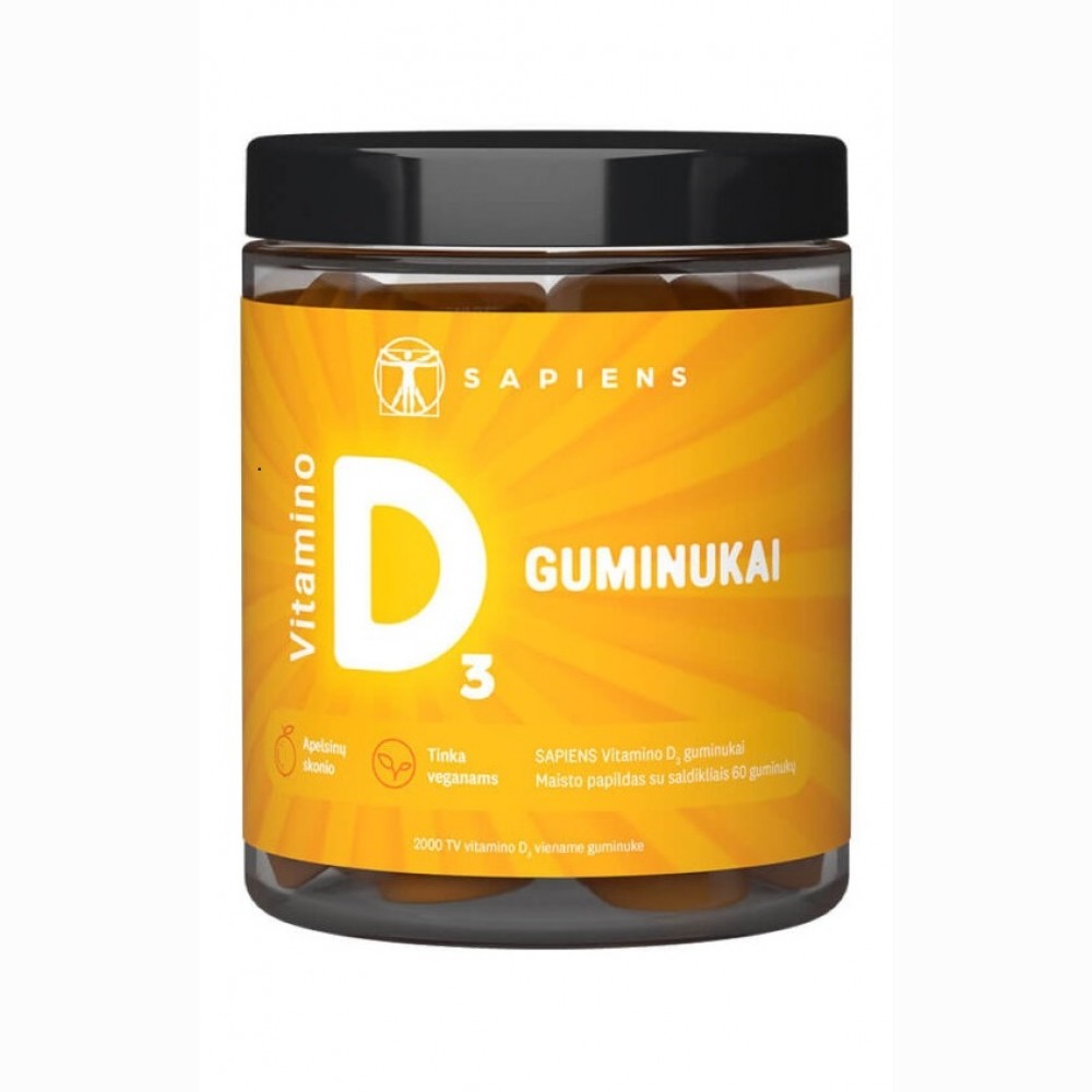 Vitamino D guminukai, 60 gum
