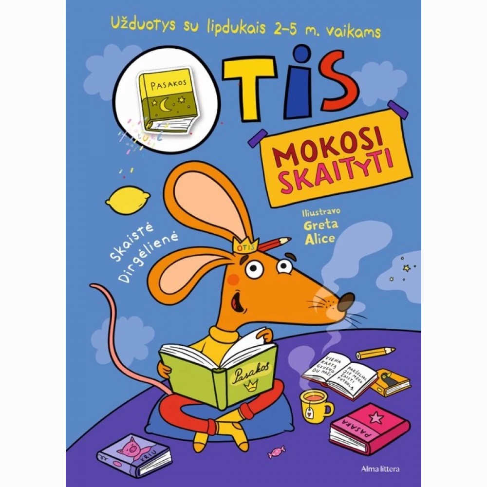 Otis mokosi skaityti. Užduotys su lipdukais 2-5 m. vaikams