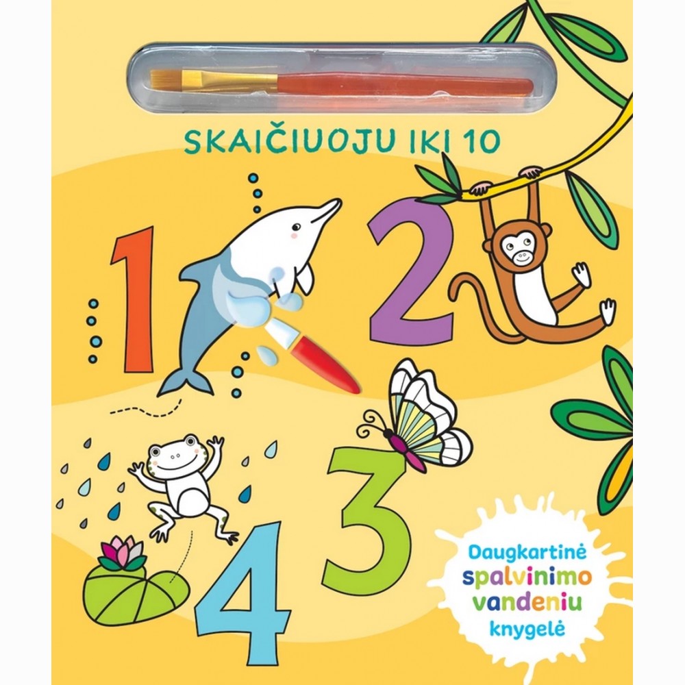 Skaičiuoju iki 10.  Daugkartinė spalvinimo vandeniu knygelė