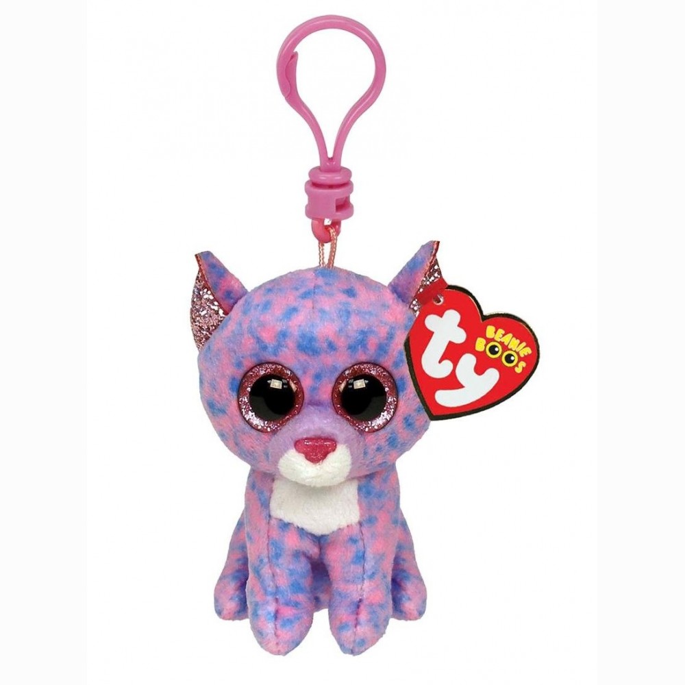 Pliušinis raktų pakabukas CASSIDY - lavender cat clip