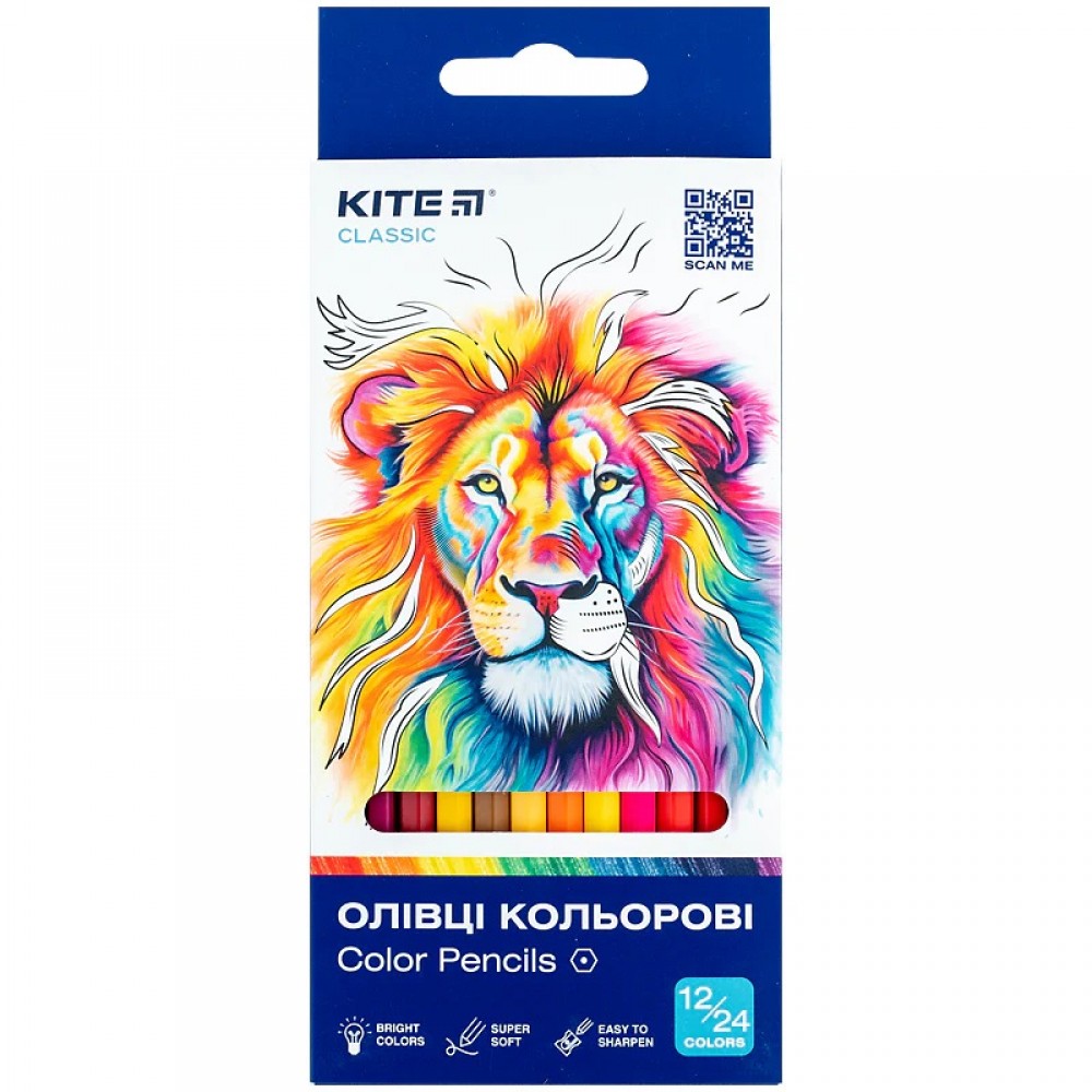 Dvipusiai spalvoti pieštukai Kite Classic K-054, 12 vnt. Dvipusiai spalvoti pieštukai Kite Classic K-054, 12 vnt.