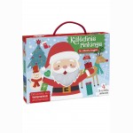 Kalėdinis rinkinys 2-3 metų vaikams su užduočių knygele. 4 dėlionės su liečiamaisiais elementais