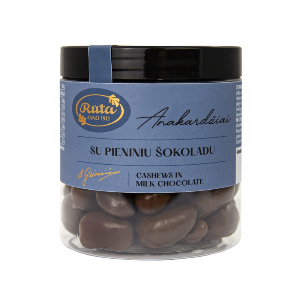 Anakardžių riešutai su pieniniu šokoladu, 120 g