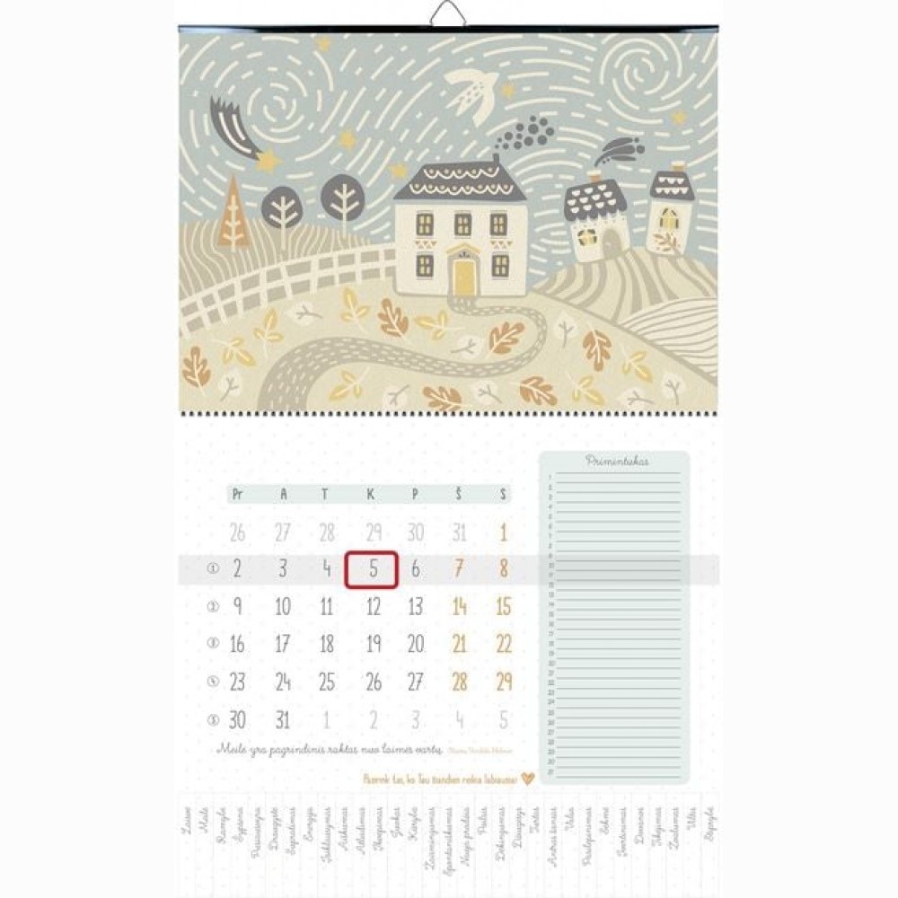 Kalvelės namai, sieninis kalendorius