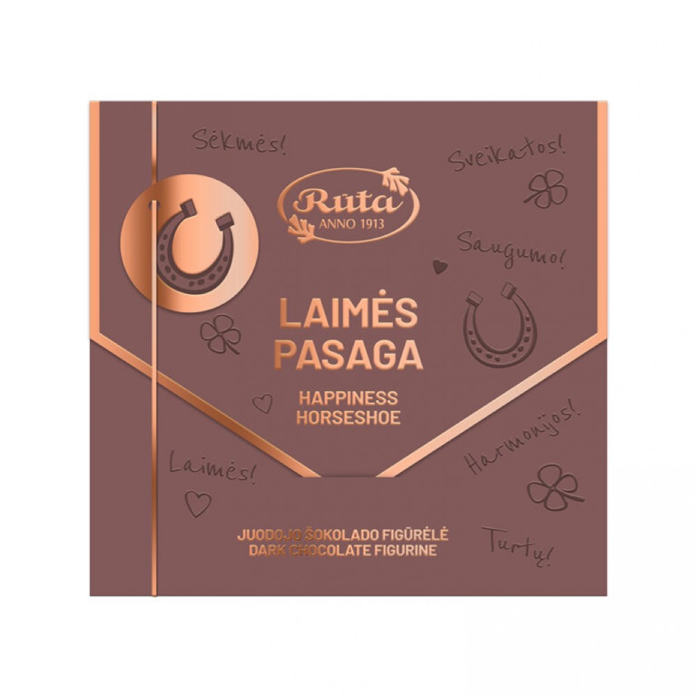 Juodojo šokolado (50%) figūra "Laimės pasaga", 45 g