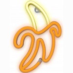 LED NEON dekoracija BANANAS, balta-geltona, 5V USB/3xAA