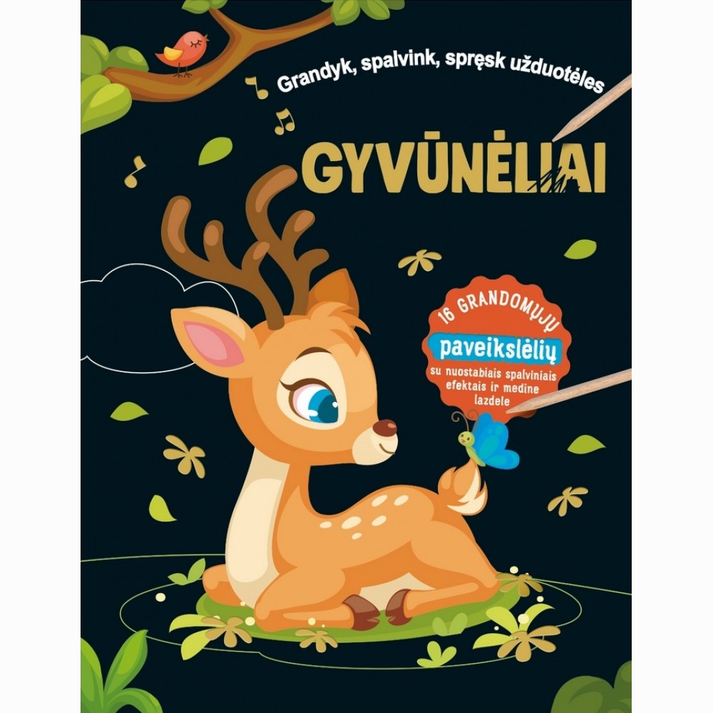 Gyvūnėliai. Grandyk, spalvink, spręsk užduotėles (2025)