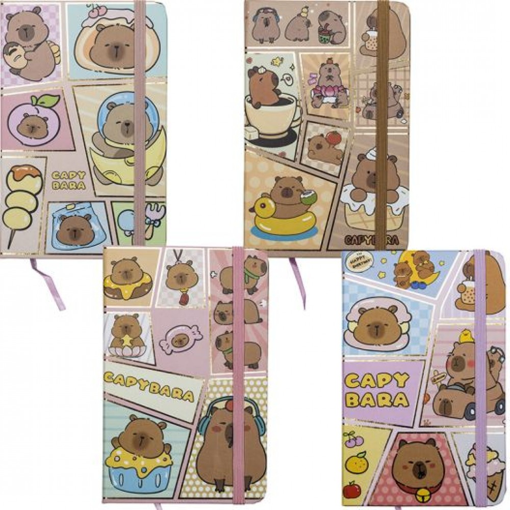 Užrašų knygelė  A6 lnija 80 lap.kietu viršeliu ,su guma Capybara