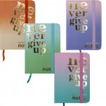 Užrašų knygelė  A7 linija 80 lap. Kietu viršeliu ,su guma Never give up