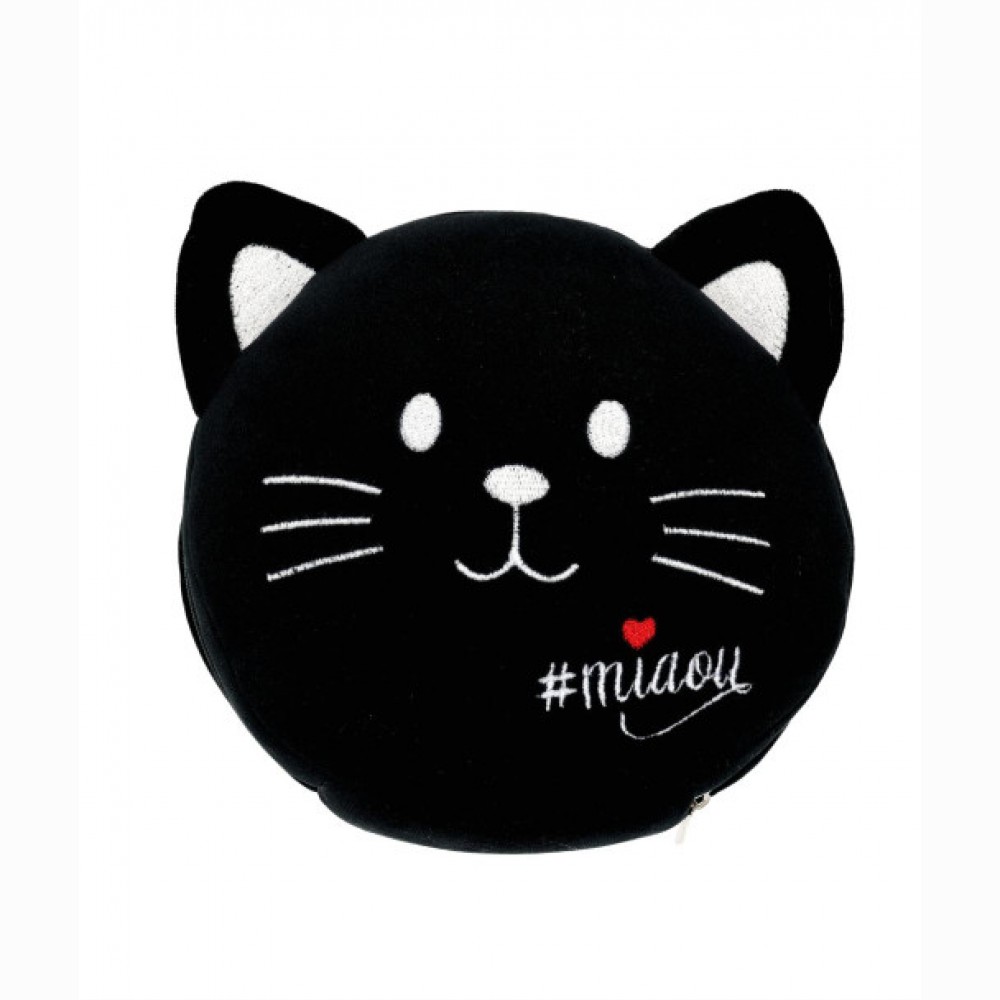 Daugiafunkcinė kelioninė pagalvėlė Miaou juoda katė
