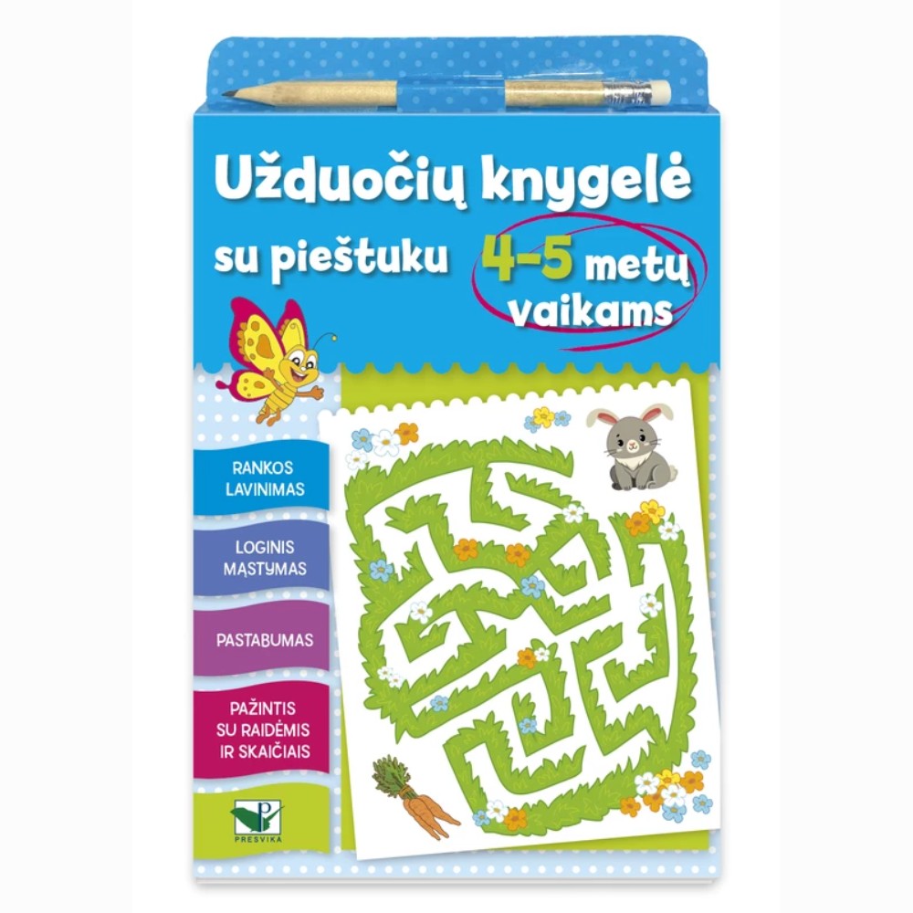 Užduočių knygelė su pieštuku 4-5 metų vaikams