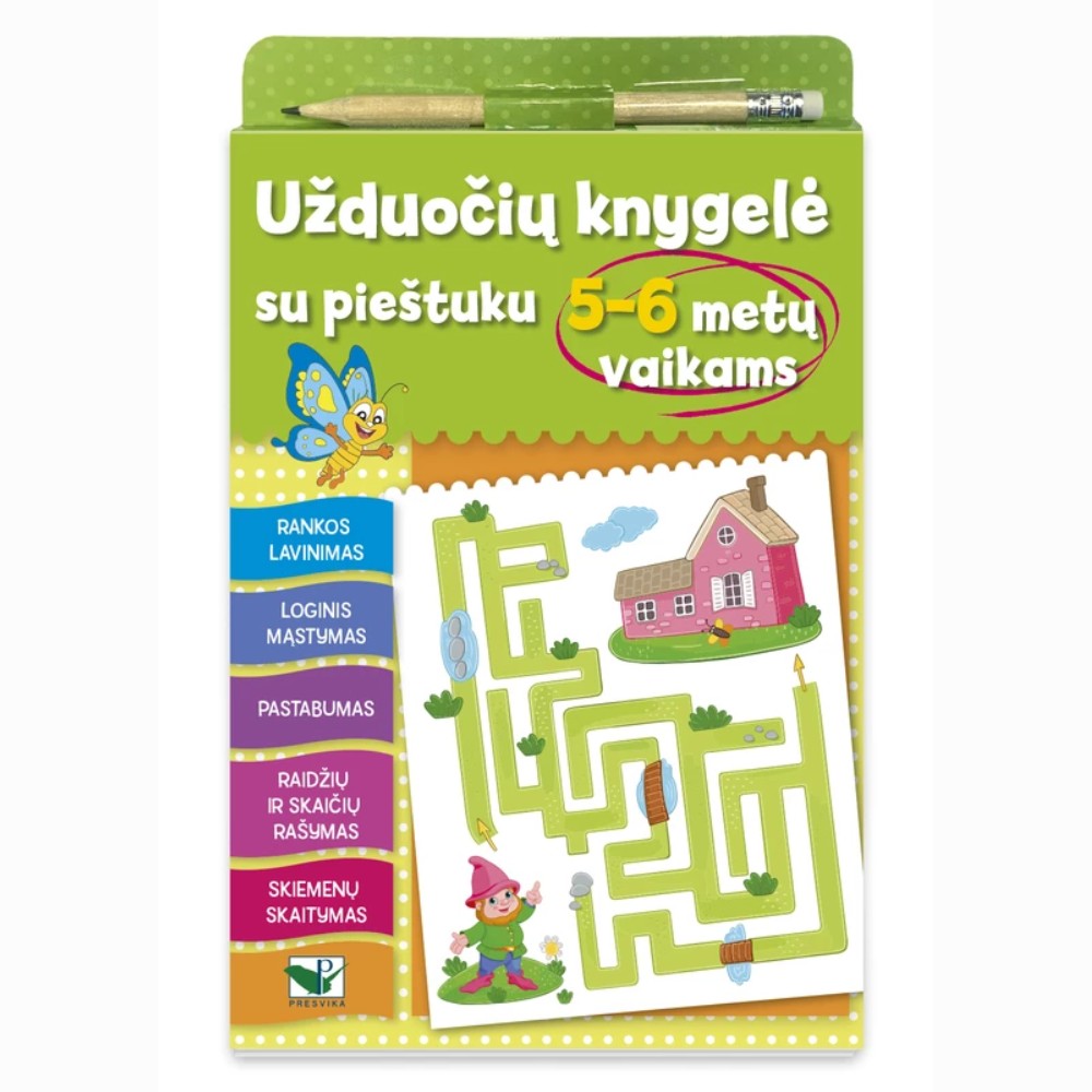 Užduočių knygelė su pieštuku 5-6 metų vaikams