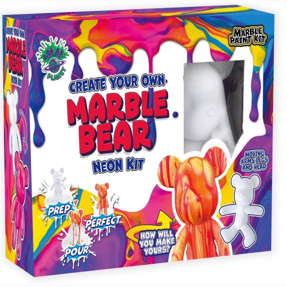 Splat Planet kūrybinis rinkinys Marble Bear, neoninis