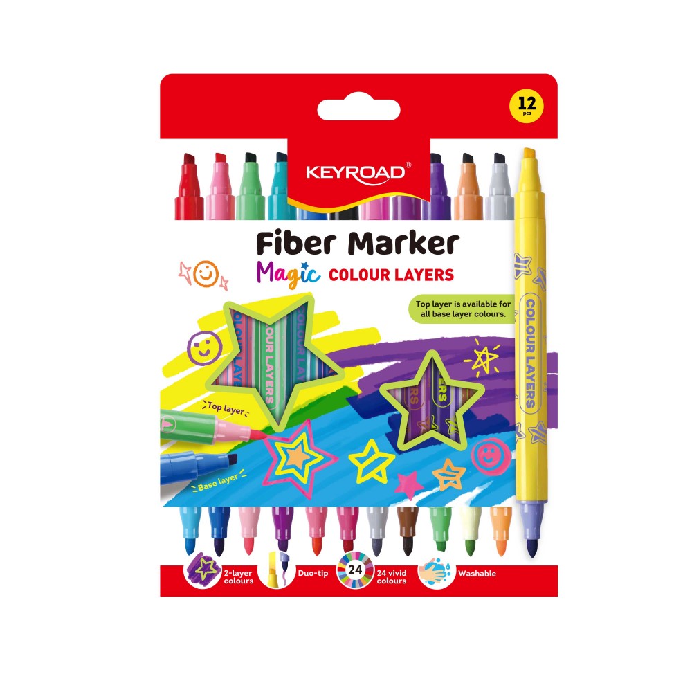 Pučiami flomasteriai Keyroad Blow Art Pen, 3 spalvų, 3 trafaretai, 10 popieriaus lapų, 22 lipdukai