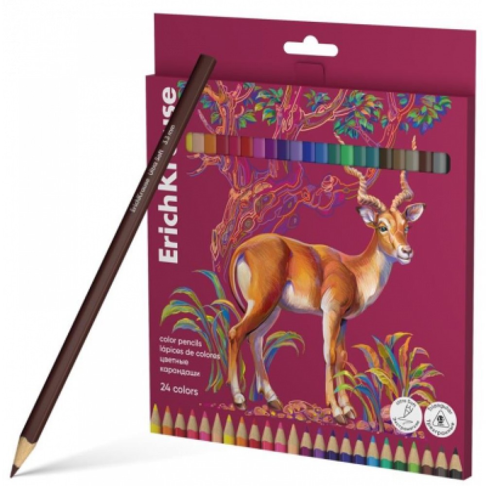 Spalvoti tribriauniai pieštukai SAFARI, ErichKrause, 24 sp.