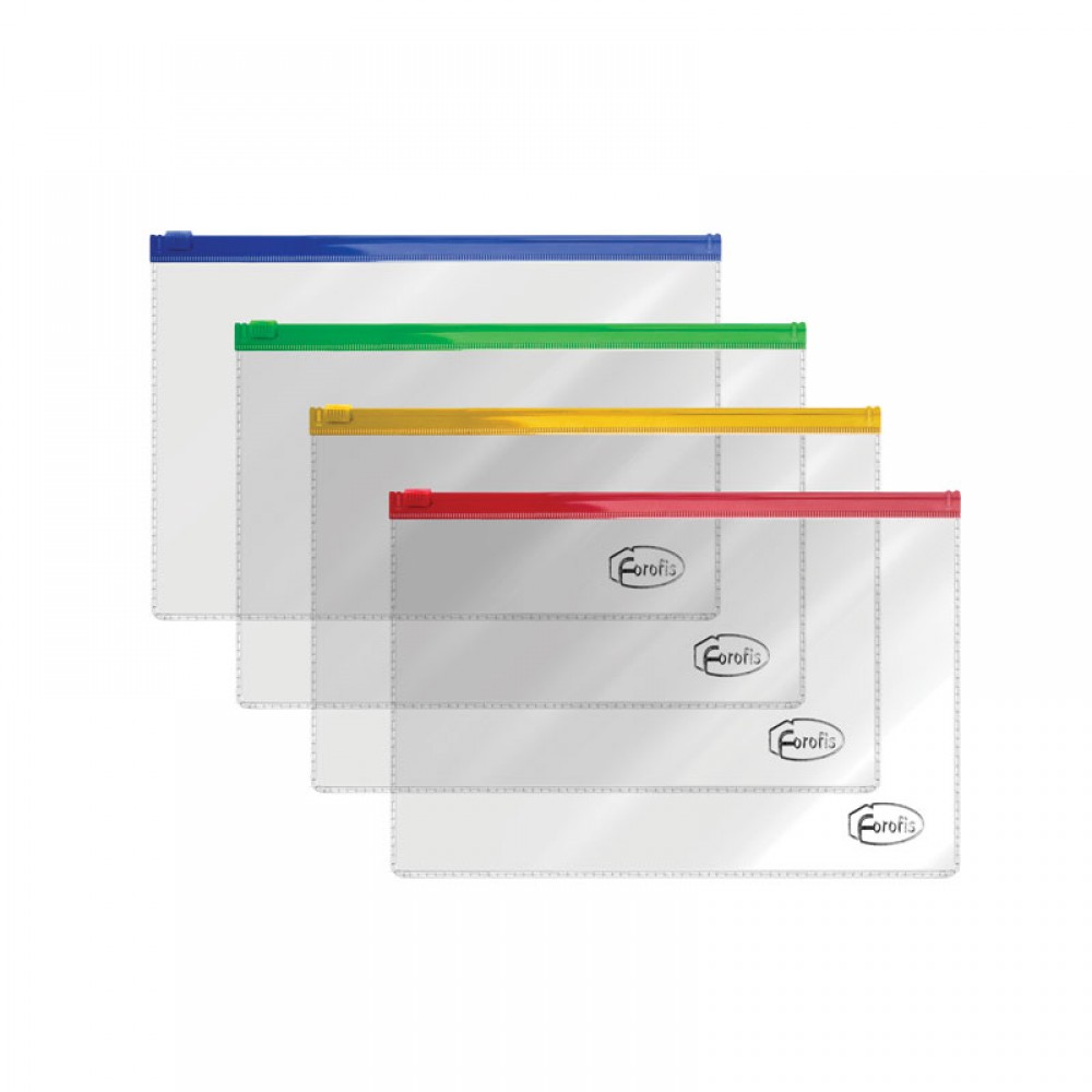 Plastikinis vokelis Zipper  A5 FOROFIS (24x18cm 0.14mm (asorti) PVC