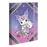 Kartoninis dėklas su guma Kuromi, nugarėlė 3cm, A4
