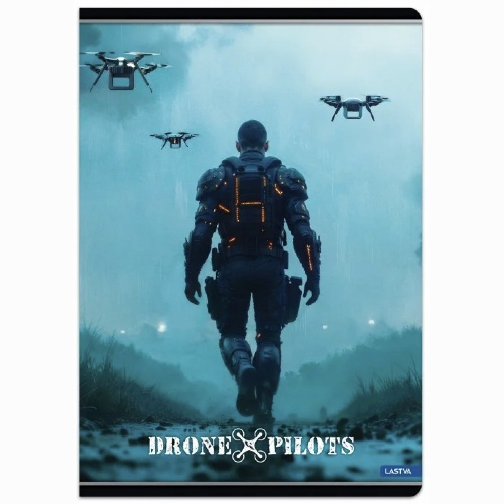 Sąsiuvinis(platus) A5 12 lap. 80 g lang. DRONE PILOTS