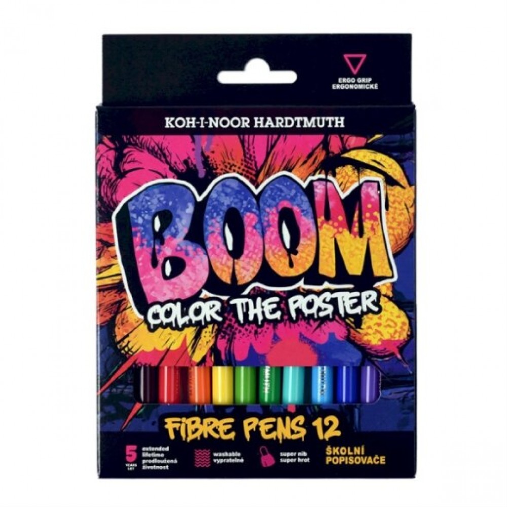 Flomasteriai Koh-I-Noor BOOM 1022 12 spalvų