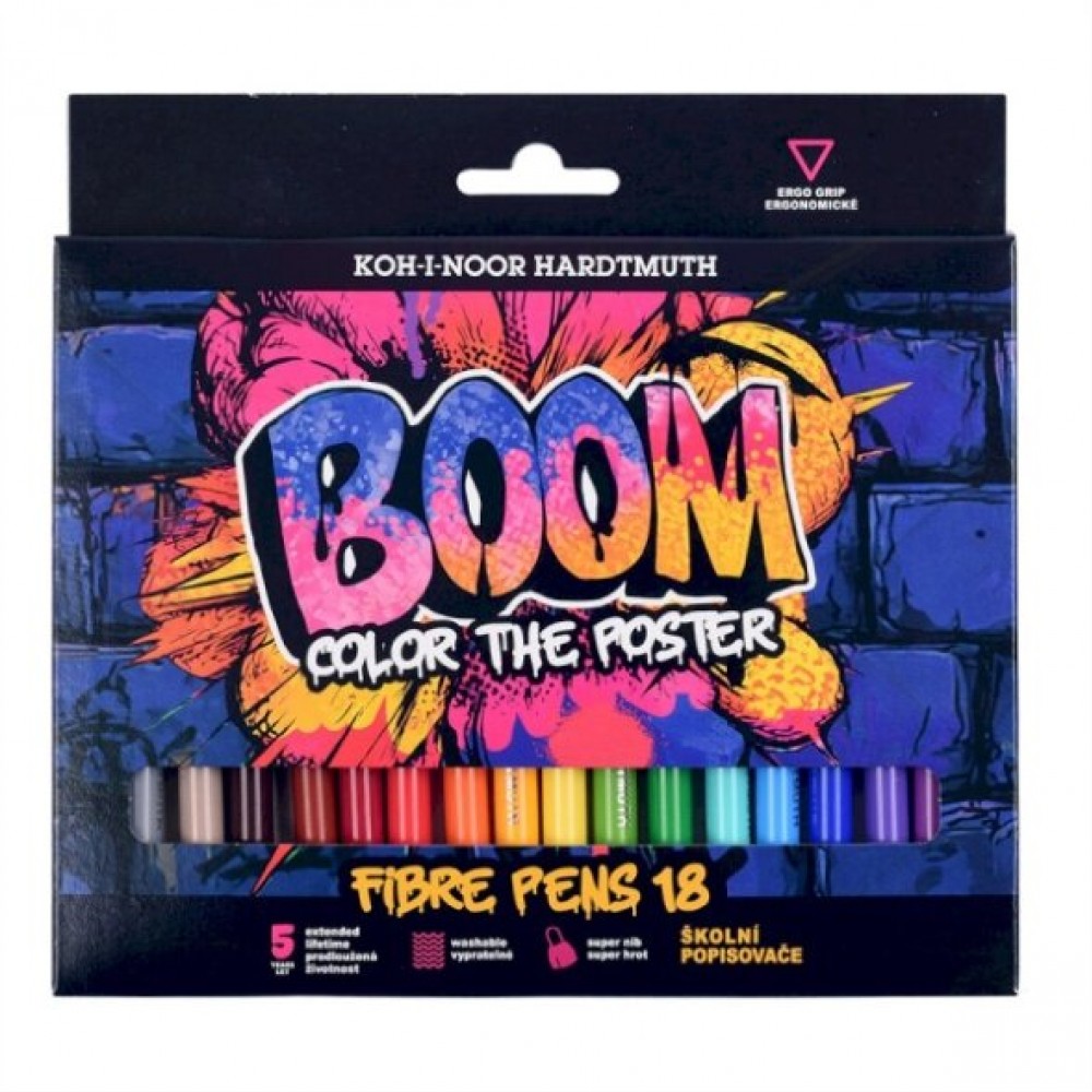 Flomasteriai Koh-I-Noor BOOM 1022 18 spalvų