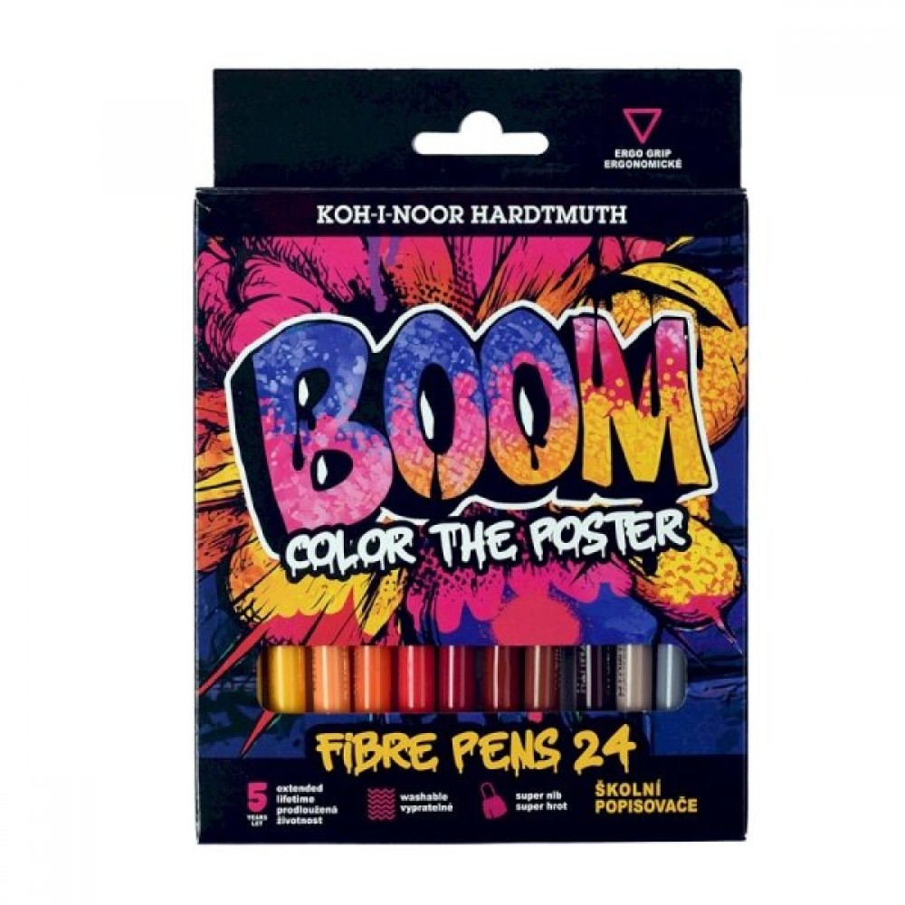 Flomasteriai Koh-I-Noor BOOM 1022 24 spalvos