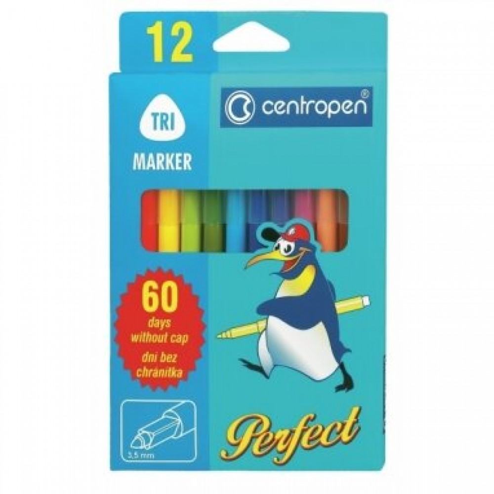 Flomasteriai Centropen Perfekt 2510 2-3 mm 12 spalvų