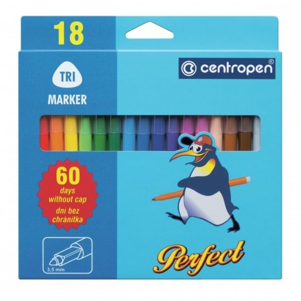 Flomasteriai Centropen Perfekt 2510 2-3 mm 18 spalvų