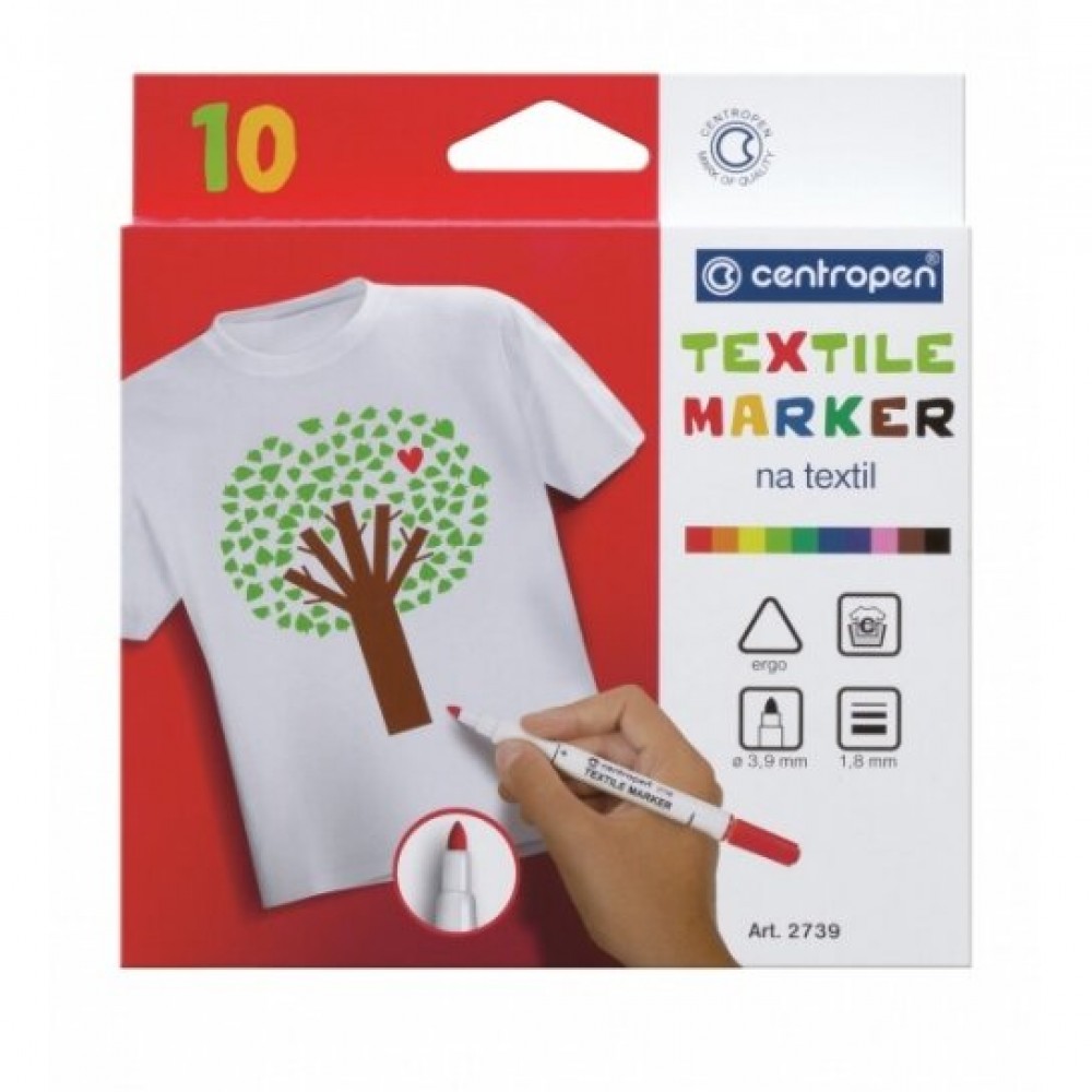 Žymeklių rinkinys tekstilei Centropen Textile 2739 1,8 mm 10 spalvų