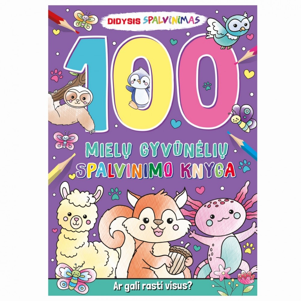100 Mielų gyvūnėlių spalvinimo knyga
