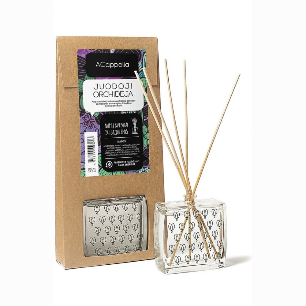 Namų kvapas su lazdelėmis ACappella Juodoji orchidėja, 100 ml