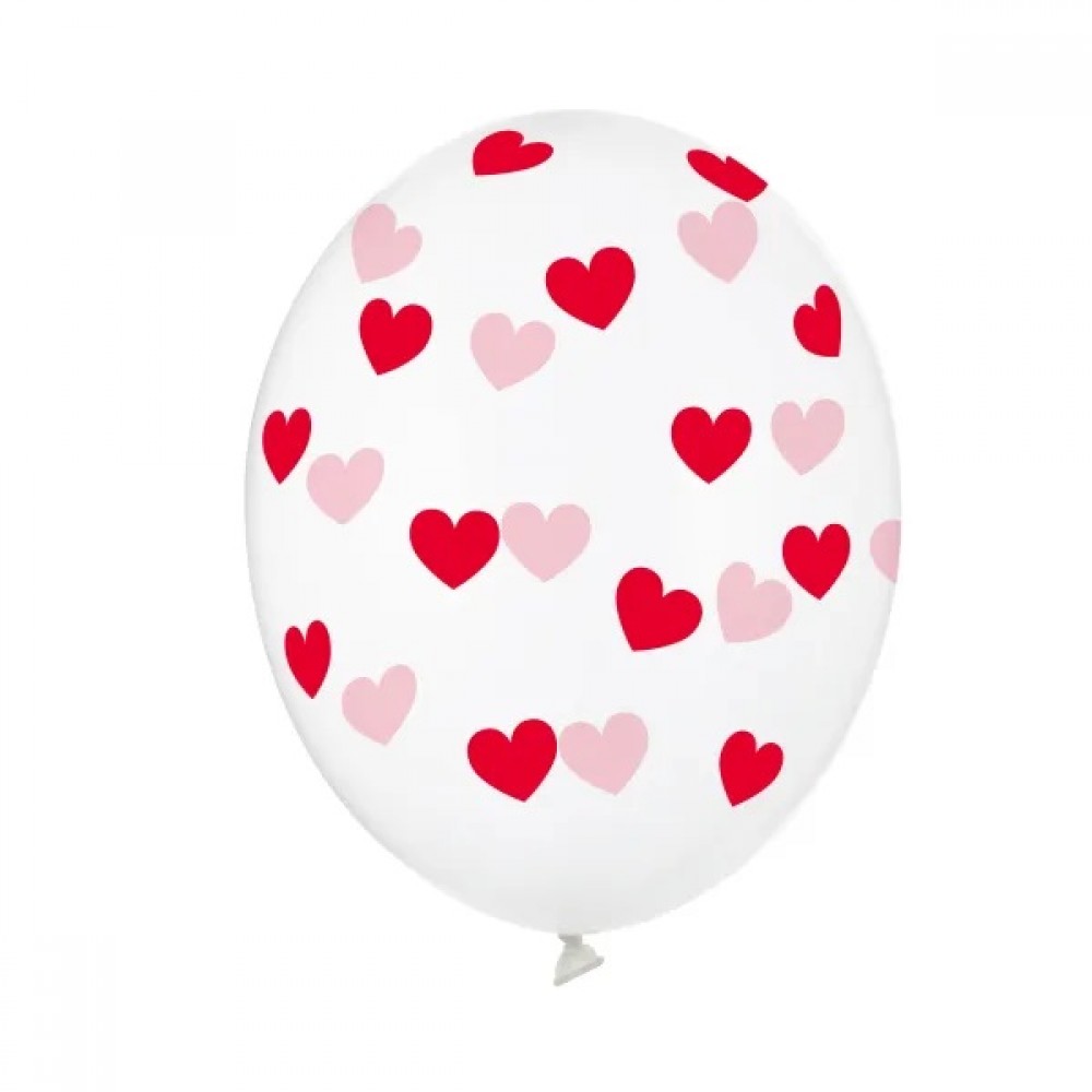 Permatomi balionai su širdelėmis (6vnt)