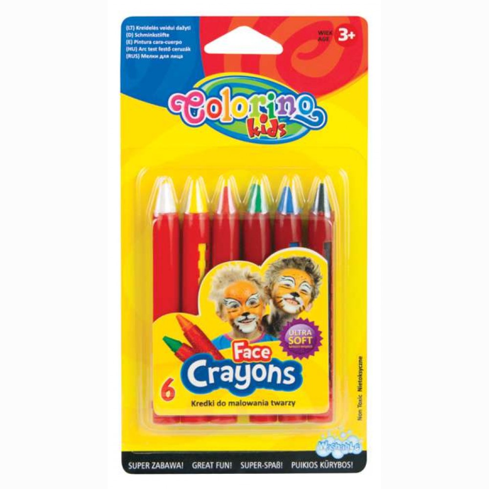 Veido puošybos kreidelės 6 spalvų Colorino Kids Veido puošybos kreidelės 6 spalvų Colorino Kids