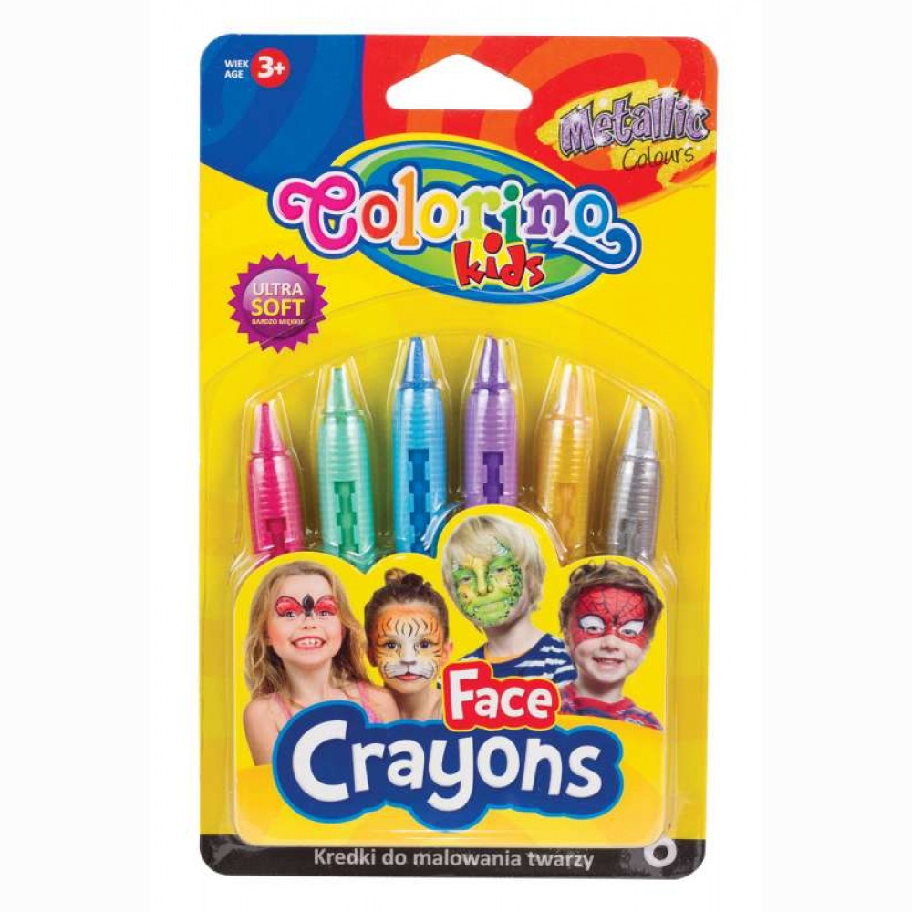 Kreidelės veidui dažyti Colorino Kids metallic 6 spalvų Kreidelės veidui dažyti Colorino Kids metallic 6 spalvų