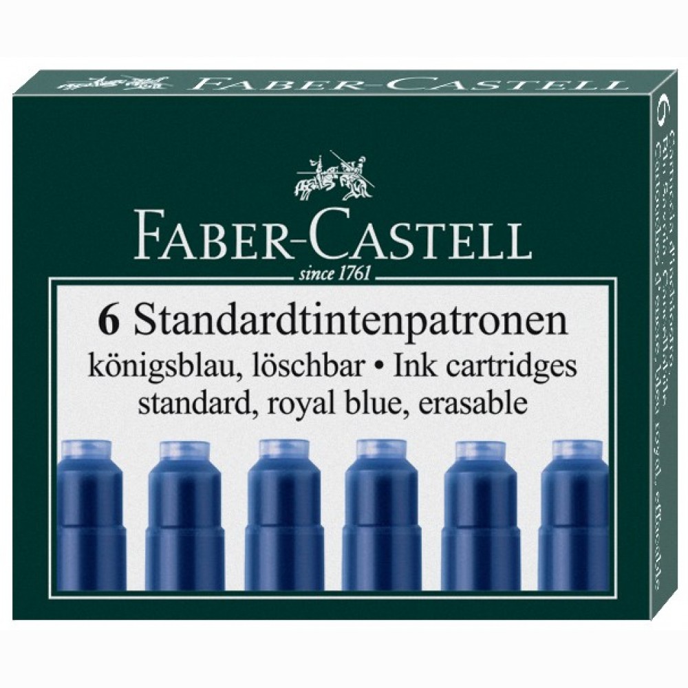 Rašalo kapsulės FABER CASTELL, mėlynos, 6 vnt. Rašalo kapsulės FABER CASTELL, mėlynos, 6 vnt.