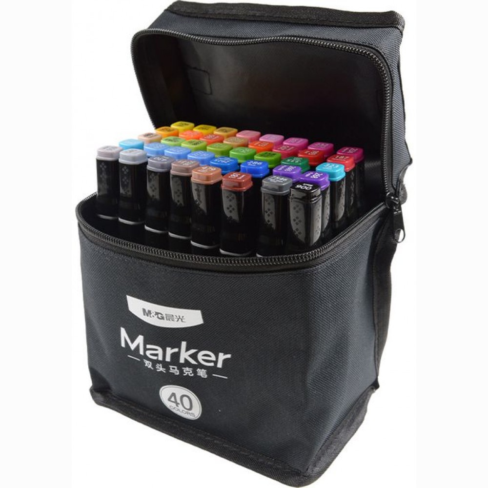 Žymeklių rinkinys alkoholio pagrindu M&G dviejų galų 40vnt. maišelyje su užtrauktuku