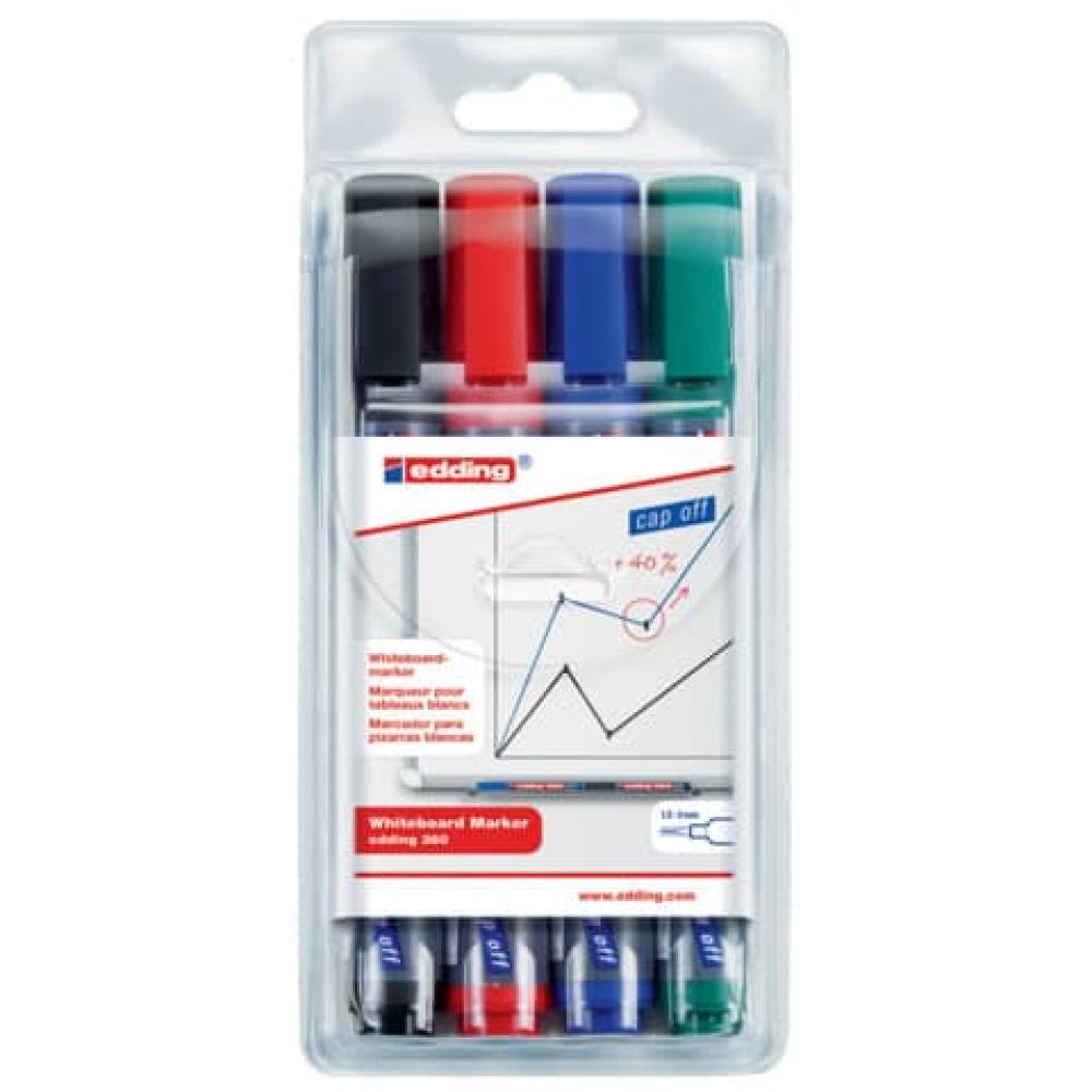 Žymeklių baltai lentai rinkinys Edding 360, 1.5-3mm, apvaliu galiuku, 4 spalvos Žymeklių baltai lentai rinkinys Edding 360, 1.5-3mm, apvaliu galiuku, 4 spalvos