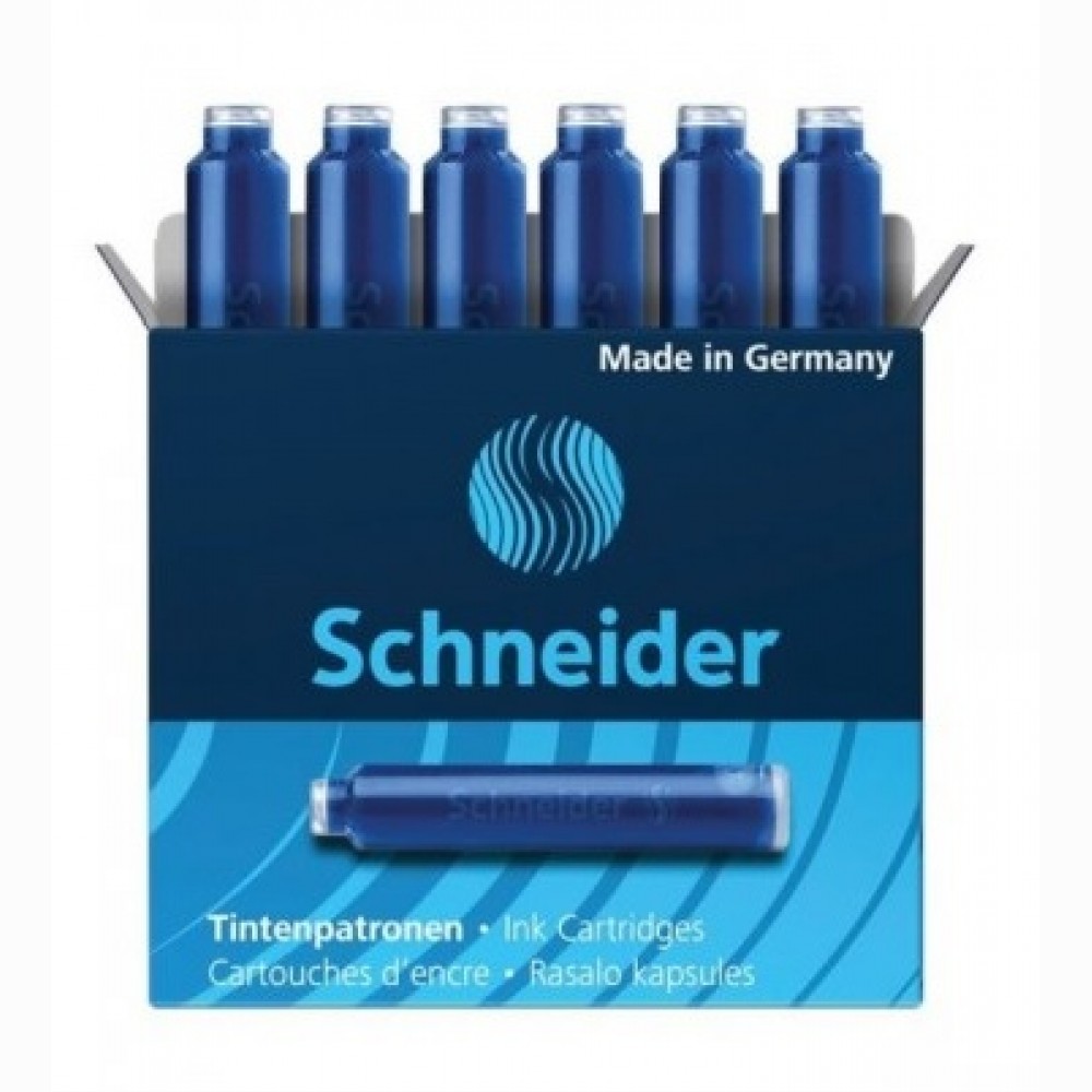 Rašalo kapsulės Schneider, 6vnt, mėlynos Rašalo kapsulės Schneider, 6vnt, mėlynos