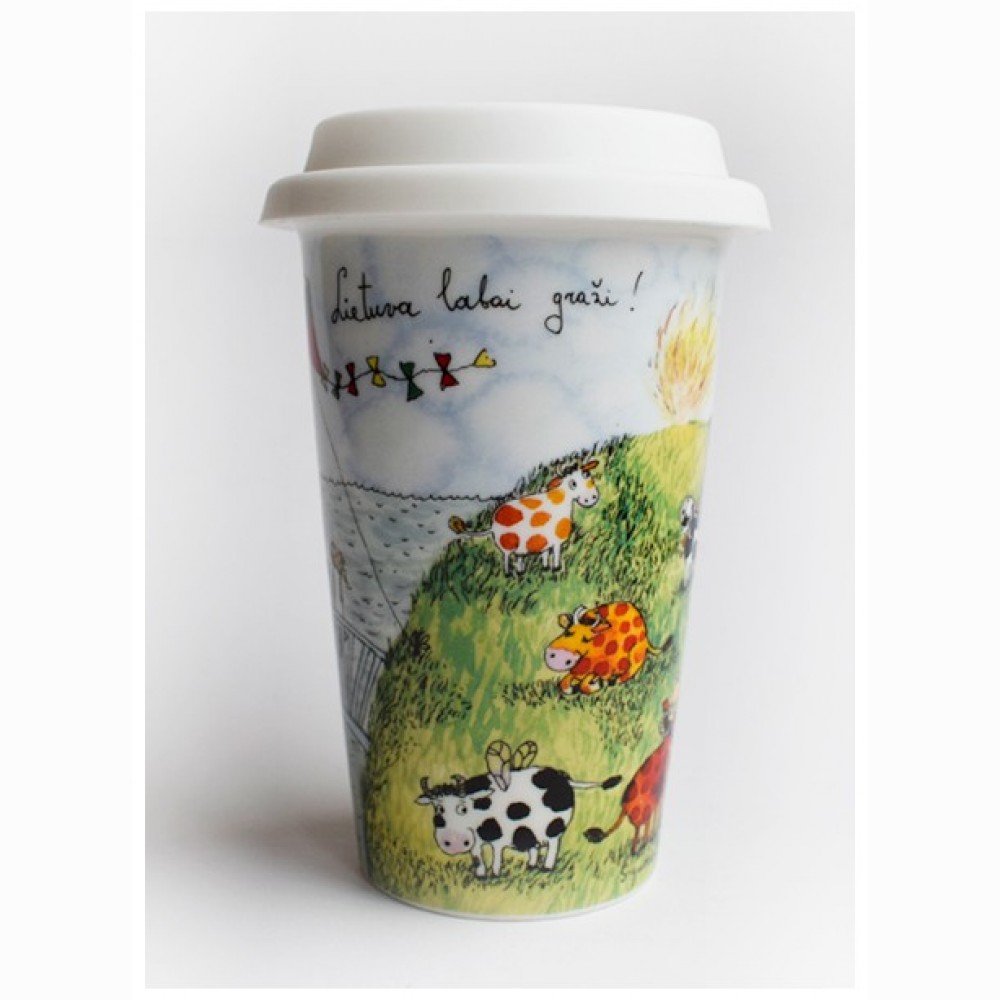 Puodelis, kaulinio perceliano, TO GO (325 ml) 