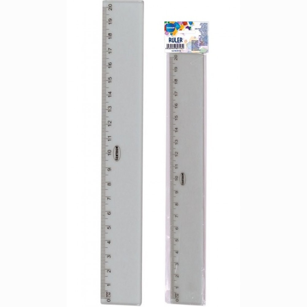 Liniuotė Centrum, 20cm, plastikinė, skaidri, blisteryje Liniuotė Centrum, 20cm, plastikinė, skaidri, blisteryje