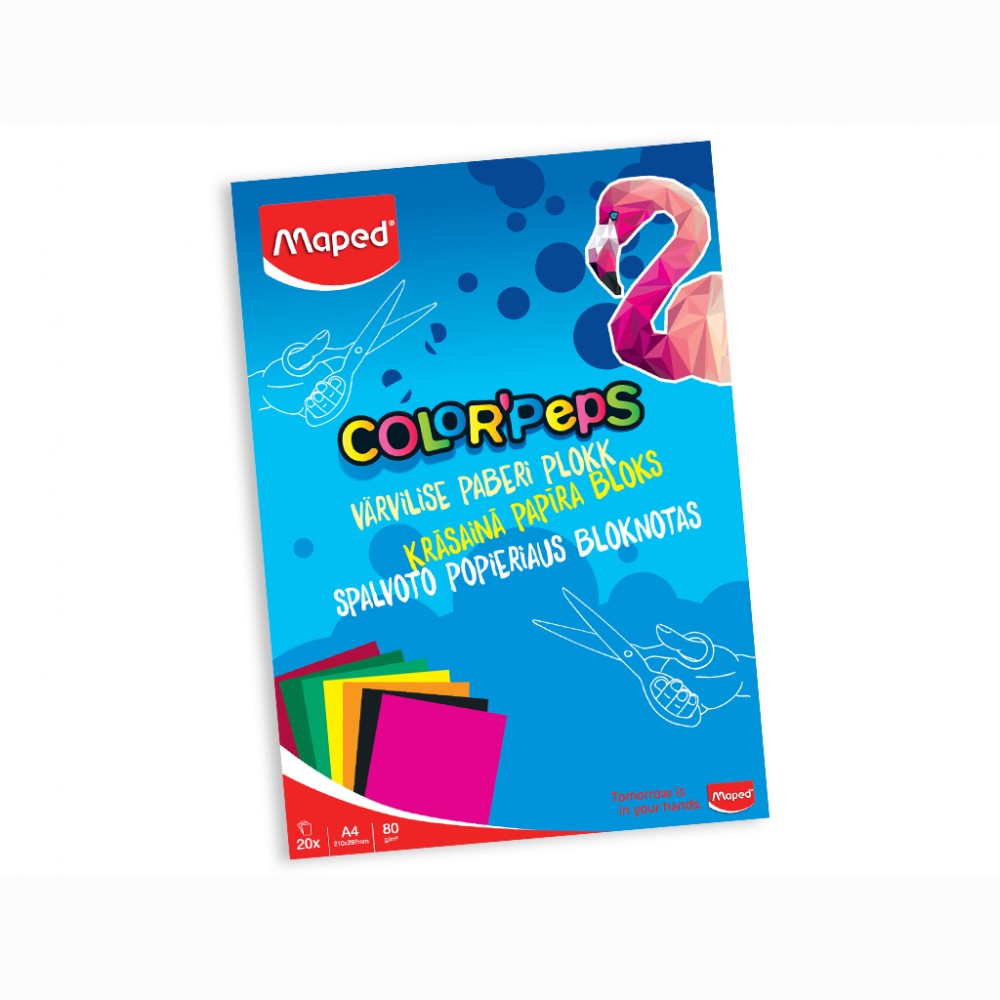 Spalvoto popieriaus bloknotas Maped ColorPeps A4/80g 20 lapų Spalvoto popieriaus bloknotas Maped ColorPeps A4/80g 20 lapų